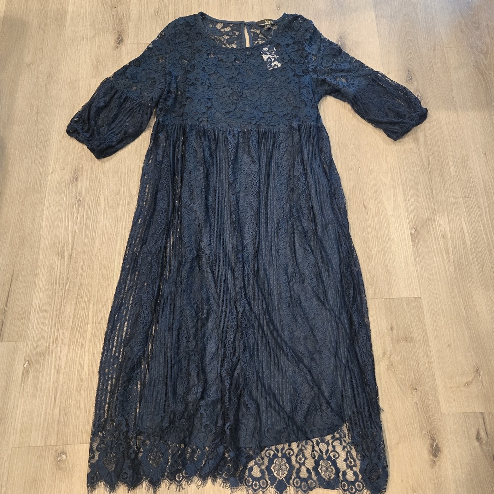 Suzanne Betro Lace Floral Sheer Midi Dress Sz XL NWT